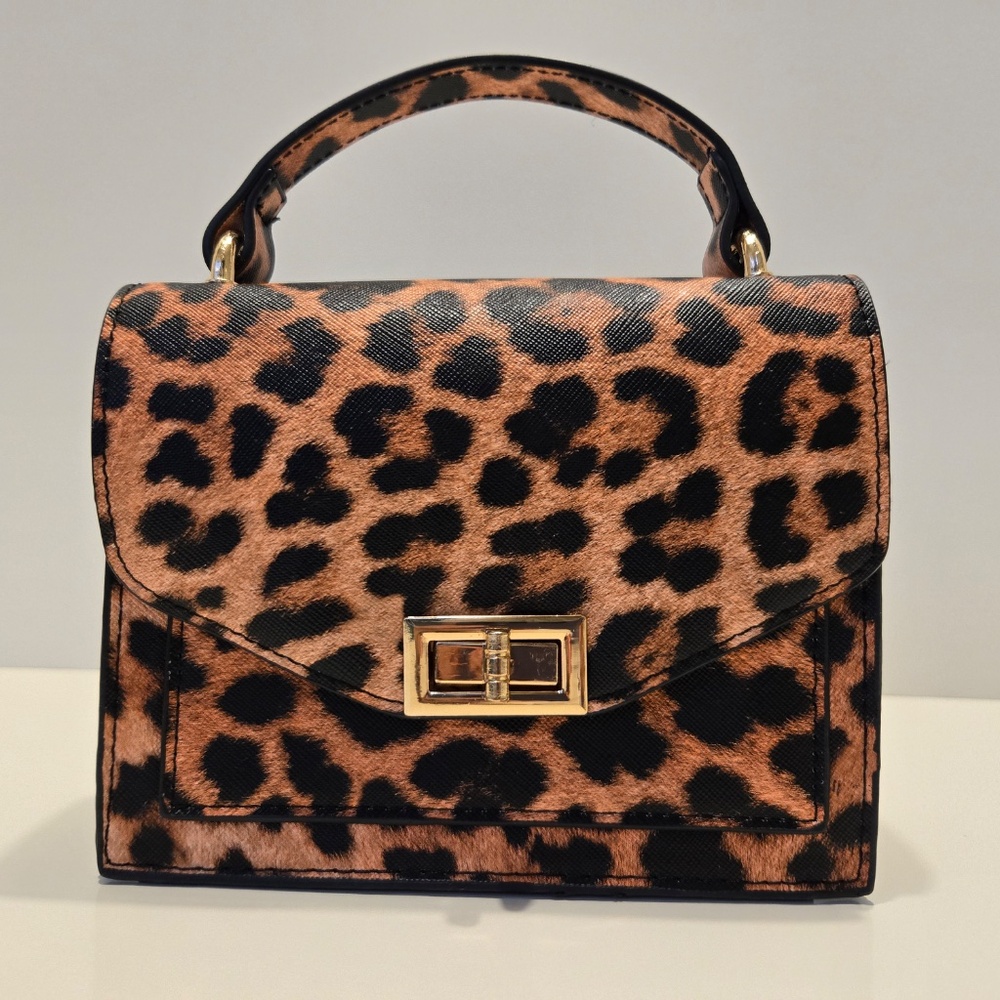 NWOT Fashion Nova Leopard Print Box Clutch Handbag